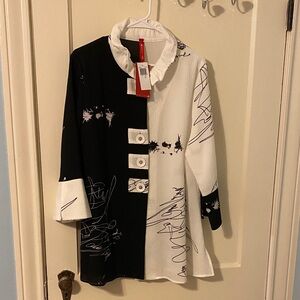IC COLLECTION Black and White Artistic Blouse